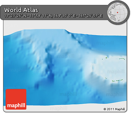 Physical 3D Map of the Area around 11° 40' 49" N, 164° 58' 29" E