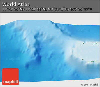 Physical 3D Map of the Area around 11° 40' 49" N, 164° 58' 29" E