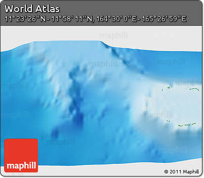 Physical 3D Map of the Area around 11° 40' 49" N, 164° 58' 29" E