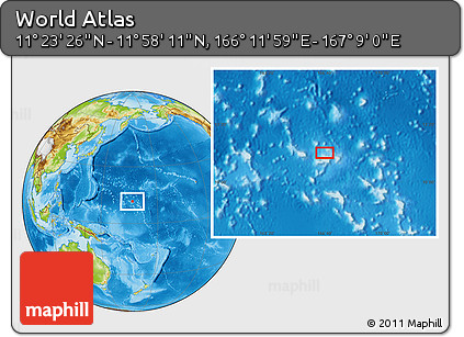 Physical Location Map of the Area around 11° 40' 49" N, 166° 40' 30" E