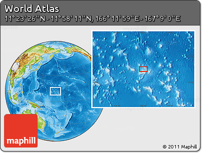 Physical Location Map of the Area around 11° 40' 49" N, 166° 40' 30" E
