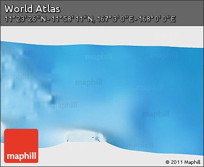 Physical 3D Map of the Area around 11° 40' 49" N, 167° 31' 30" E