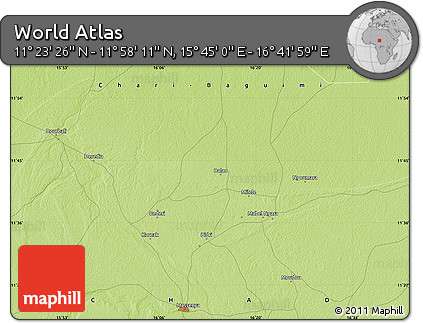 Physical Map of the Area around 11° 40' 49" N, 16° 13' 30" E
