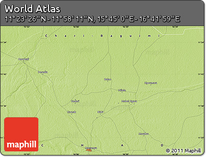 Physical Map of the Area around 11° 40' 49" N, 16° 13' 30" E