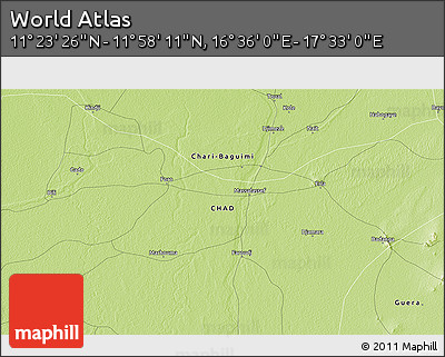 Physical 3D Map of the Area around 11° 40' 49" N, 17° 4' 30" E