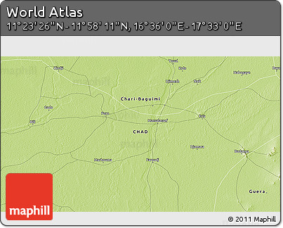 Physical 3D Map of the Area around 11° 40' 49" N, 17° 4' 30" E