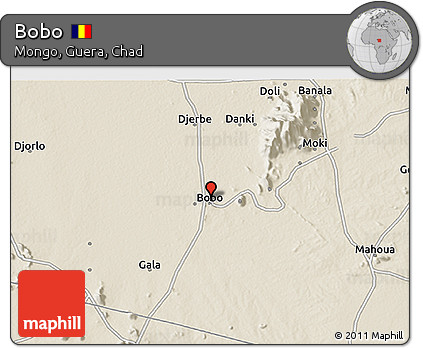 Shaded Relief 3D Map of Bobo