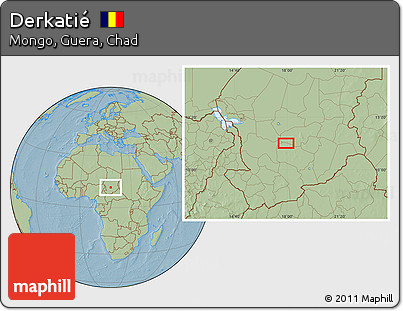Savanna Style Location Map of Derkatié, hill shading