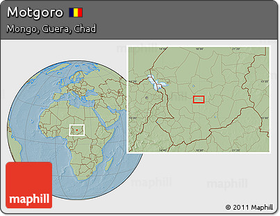 Savanna Style Location Map of Motgoro, hill shading