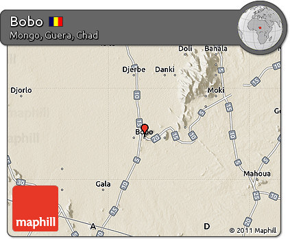Shaded Relief Map of Bobo