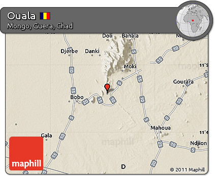 Shaded Relief Map of Ouala