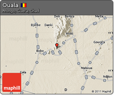 Shaded Relief Map of Ouala