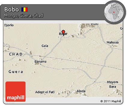 Shaded Relief Panoramic Map of Bobo