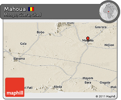 Shaded Relief Panoramic Map of Mahoua