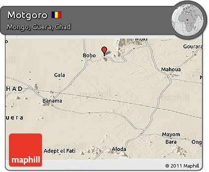 Shaded Relief Panoramic Map of Motgoro