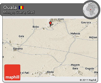 Shaded Relief Panoramic Map of Ouala