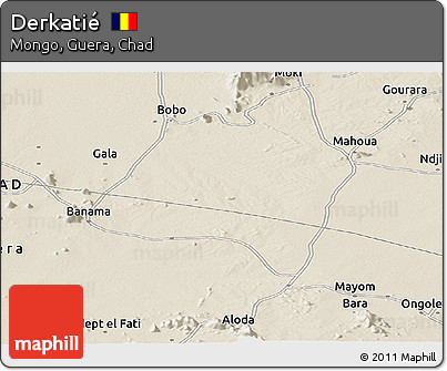 Shaded Relief Panoramic Map of Derkatié