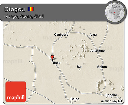 Shaded Relief 3D Map of Diogou