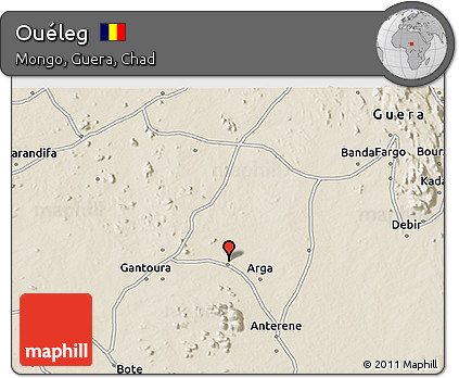 Shaded Relief 3D Map of Ouéleg