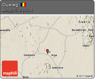 Shaded Relief 3D Map of Ouéleg