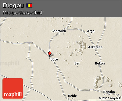 Shaded Relief 3D Map of Diogou