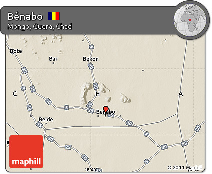 Shaded Relief Map of Bénabo