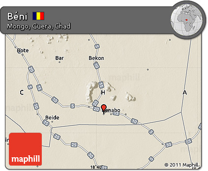 Shaded Relief Map of Béni
