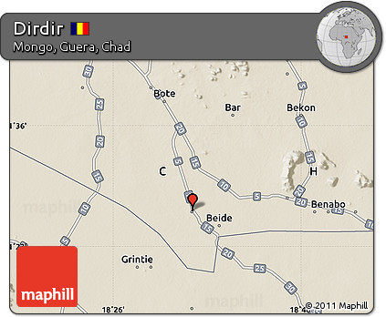 Shaded Relief Map of Dirdir