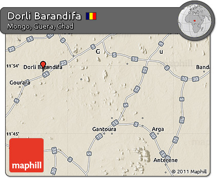 Shaded Relief Map of Dorli Barandifa