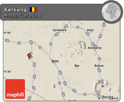 Shaded Relief Map of Kerkéna