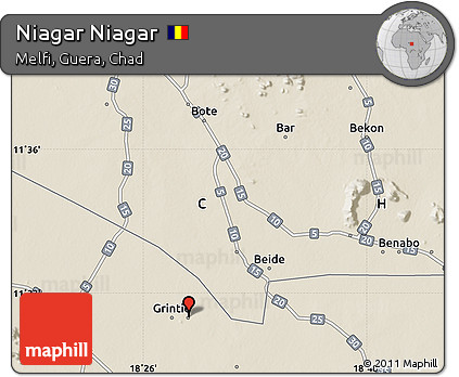 Shaded Relief Map of Niagar Niagar