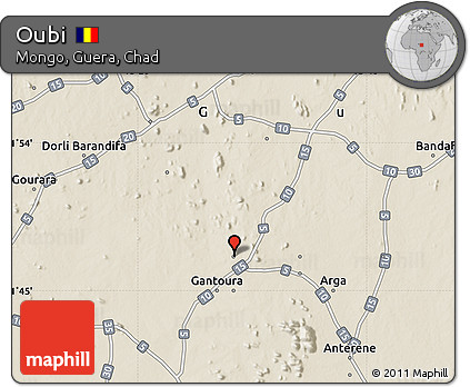 Shaded Relief Map of Oubi