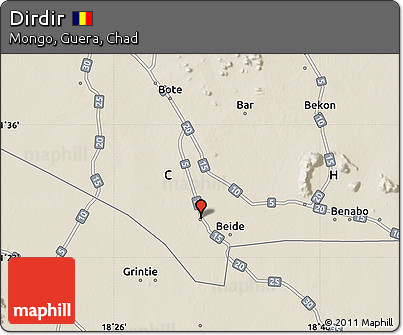 Shaded Relief Map of Dirdir