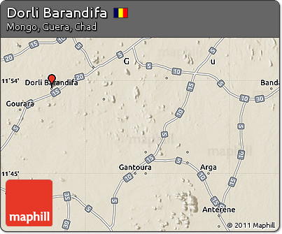 Shaded Relief Map of Dorli Barandifa