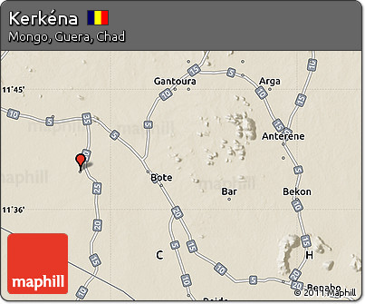 Shaded Relief Map of Kerkéna