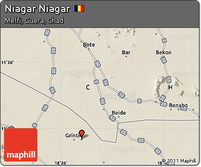 Shaded Relief Map of Niagar Niagar