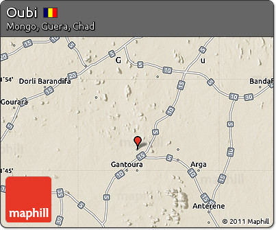 Shaded Relief Map of Oubi