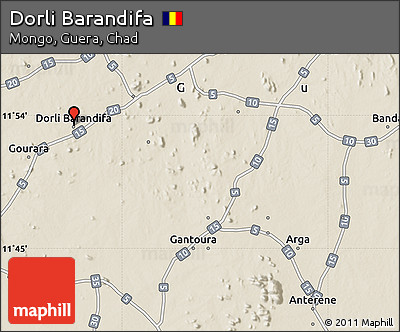 Shaded Relief Map of Dorli Barandifa