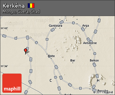 Shaded Relief Map of Kerkéna