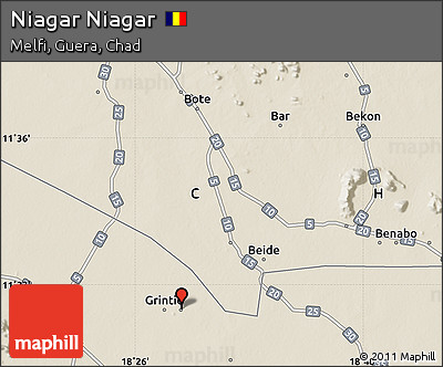 Shaded Relief Map of Niagar Niagar