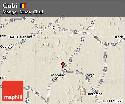 Shaded Relief Map of Oubi