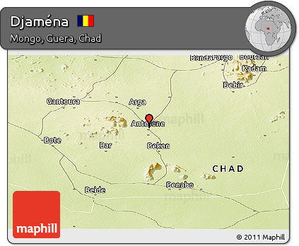 Physical Panoramic Map of Djaména
