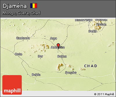 Physical Panoramic Map of Djaména