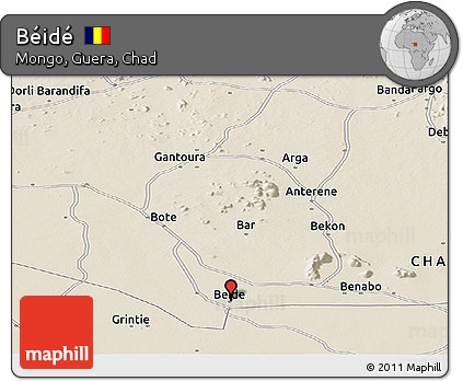 Shaded Relief Panoramic Map of Béidé