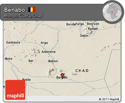 Shaded Relief Panoramic Map of Bénabo