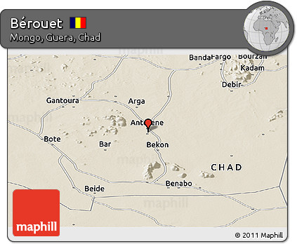 Shaded Relief Panoramic Map of Bérouet