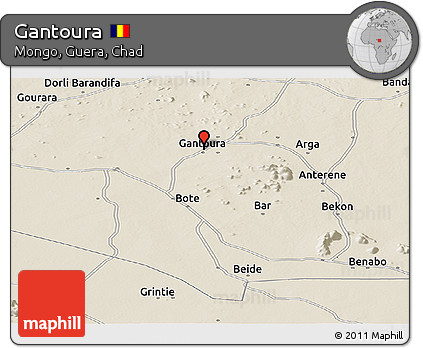 Shaded Relief Panoramic Map of Gantoura