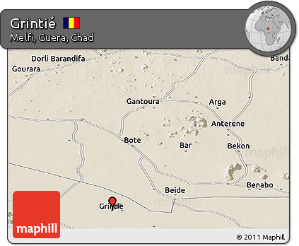 Shaded Relief Panoramic Map of Grintié