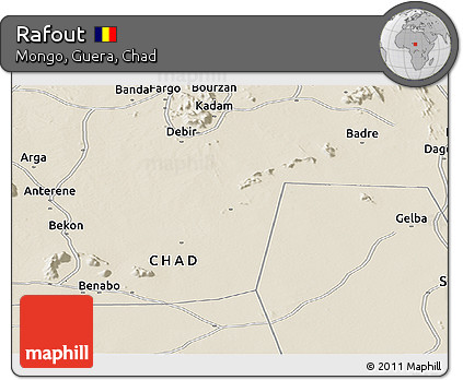 Shaded Relief Panoramic Map of Rafout