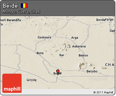 Shaded Relief Panoramic Map of Béidé